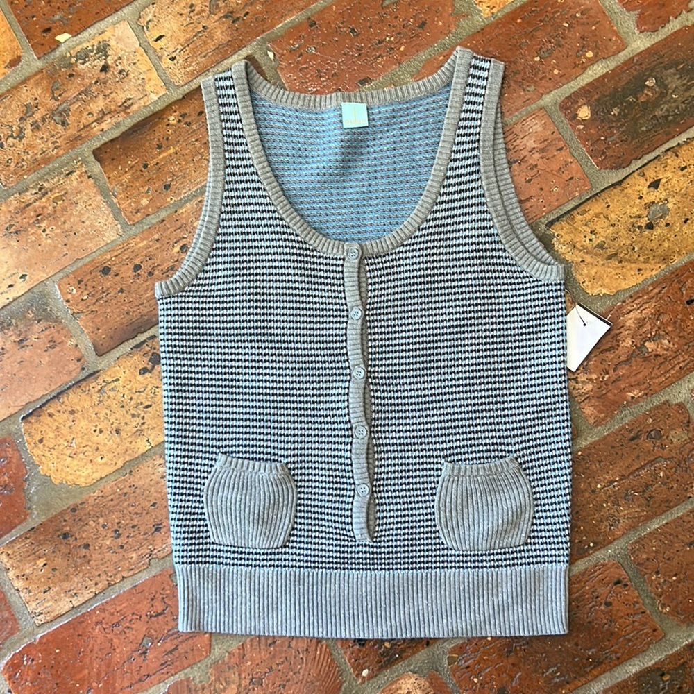 Shu Shu Jacquard  sweater vest/top szS NWT - Picture 5 of 13